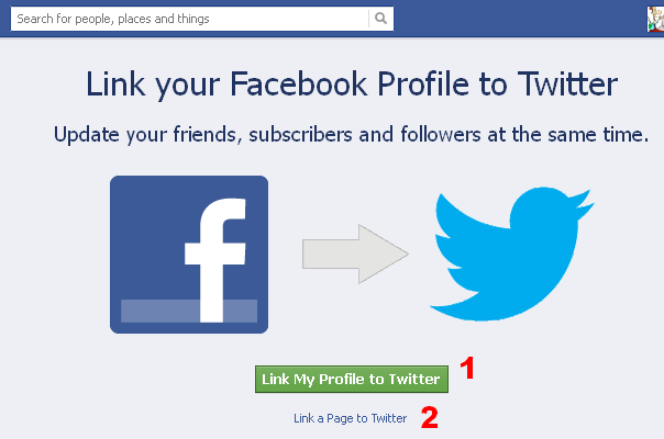 Link Facebook profile to Twitter
