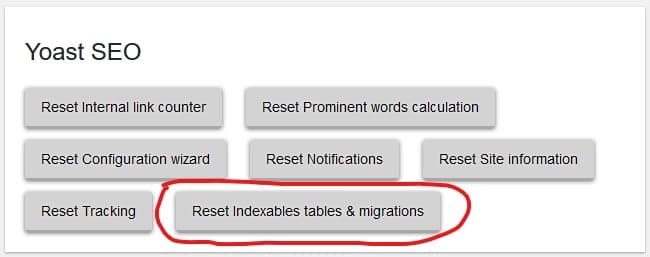 Yoast Test plugin Reset indexables tables